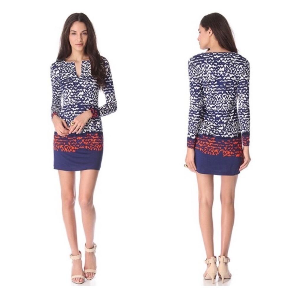 Diane von Furstenberg Reina Long-Sleeved Silk Jersey Shift Dress Size 6